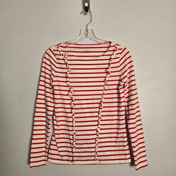 Boden Celeste Frilled Breton Top Size 4 Nautical Striped Ruffle Sailor Preppy - Picture 1 of 10
